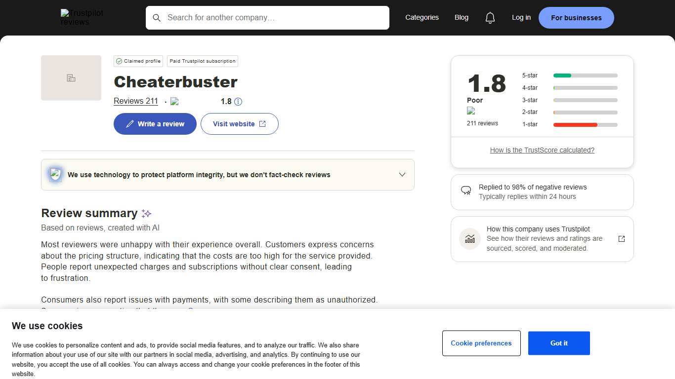 Cheaterbuster Reviews Read Customer Service Reviews of www.cheaterbuster.net 9 of 11